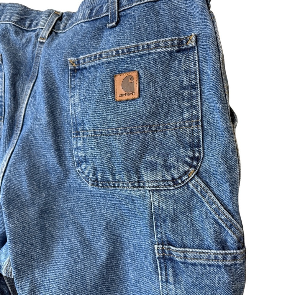 Carhartt Jeans Mens 38 X 32 Blue Denim Cotton Carpenter Double Knee Work Wear - Picture 9 of 10